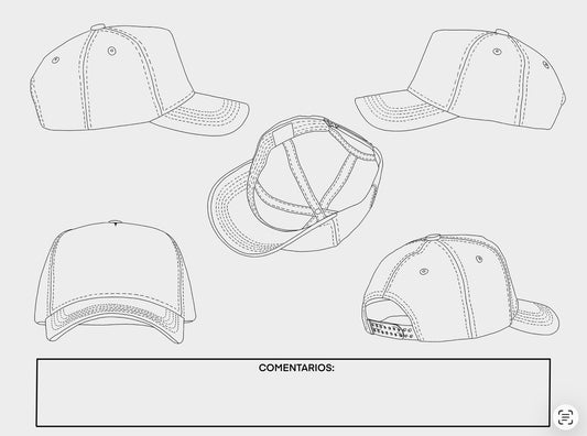 Diseno de gorra, caja y cubre polvo